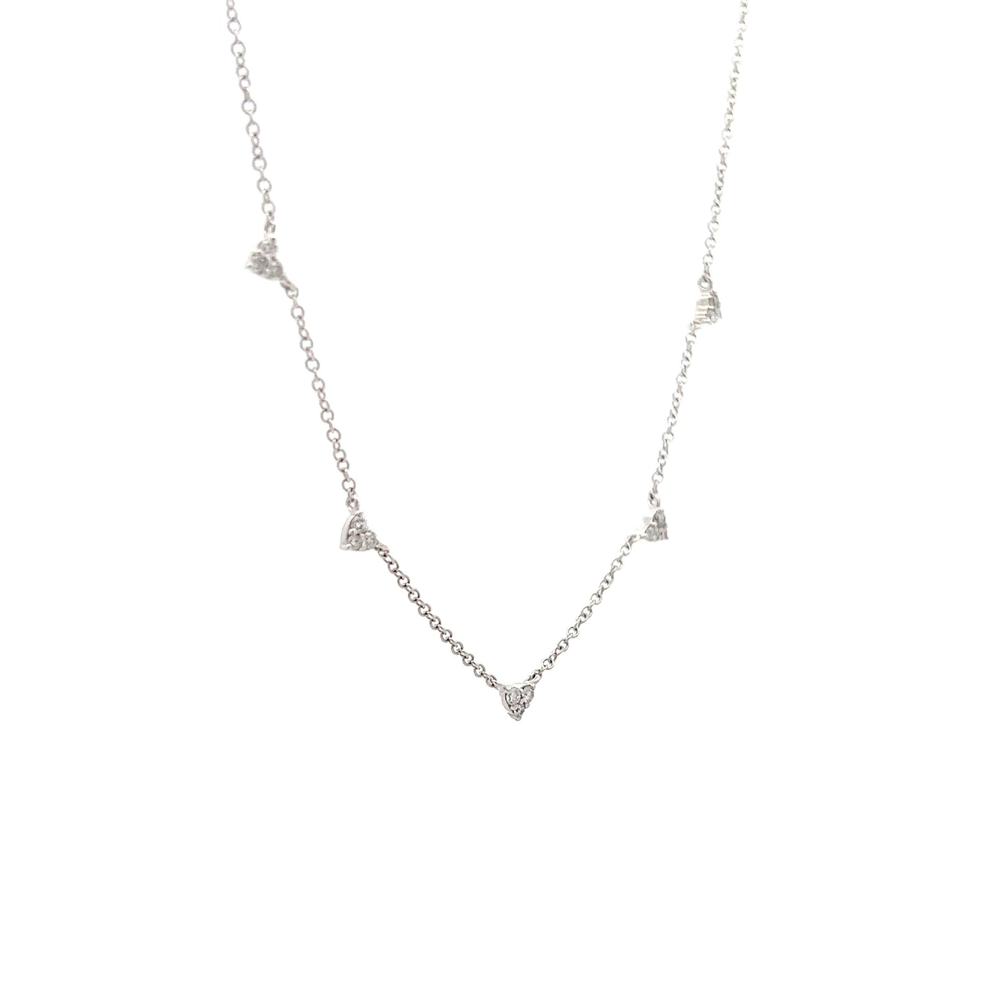 .17 Diamond Heart Station Necklace in 14k White Gold