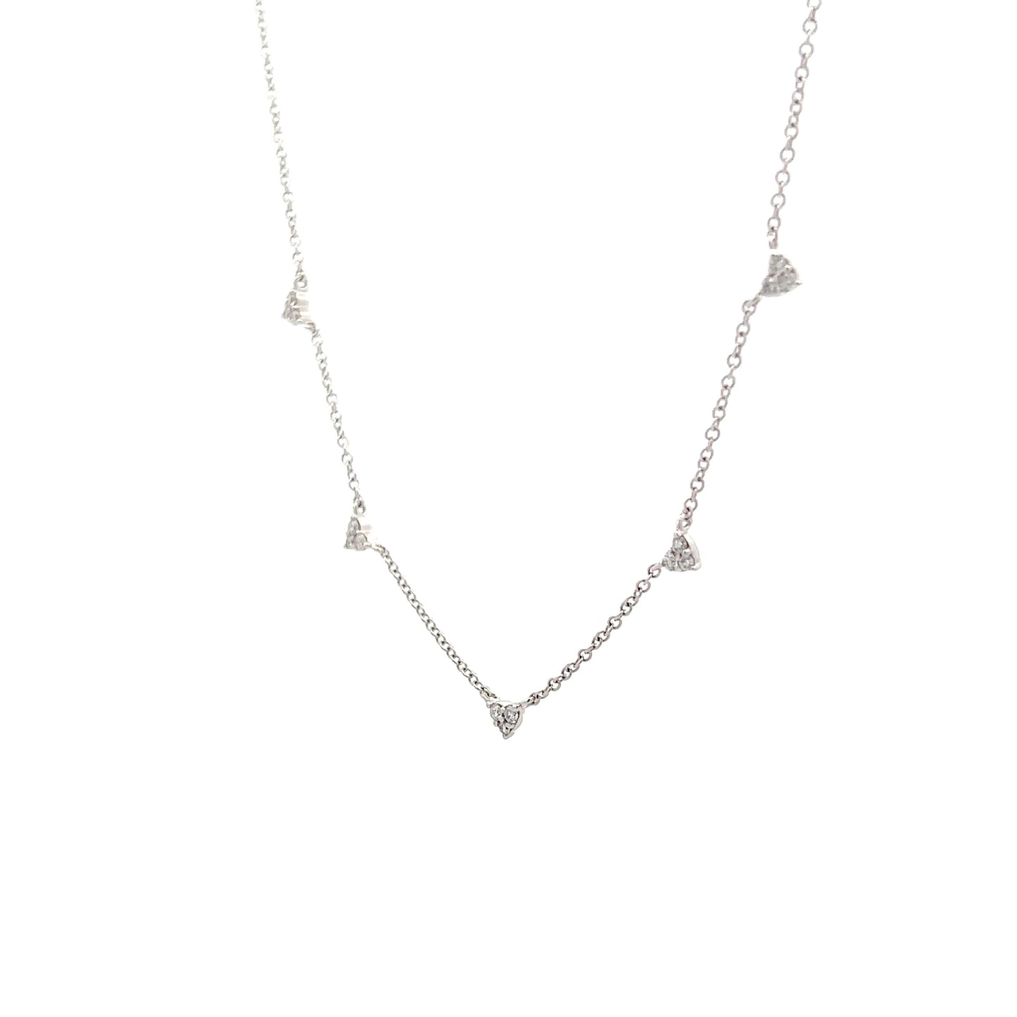 .17 Diamond Heart Station Necklace in 14k White Gold