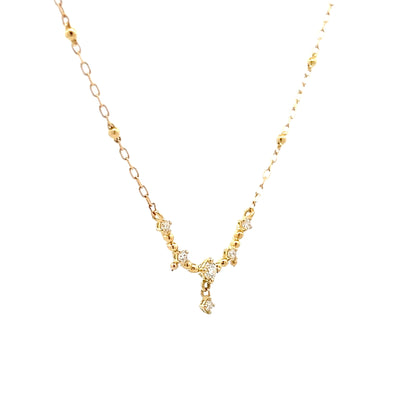 .14 Diamond Beaded Bar Pendant in 18k Yellow Gold