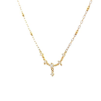 .14 Diamond Beaded Bar Pendant in 18k Yellow Gold