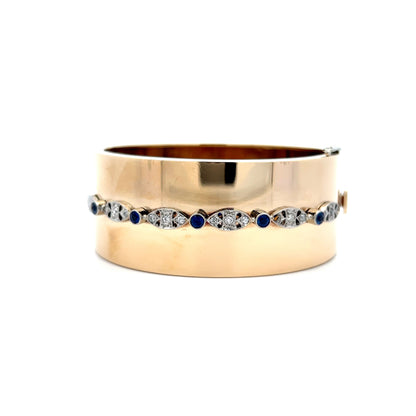 Vintage Retro Sapphire & Diamond Bracelet in 14k/Platinum