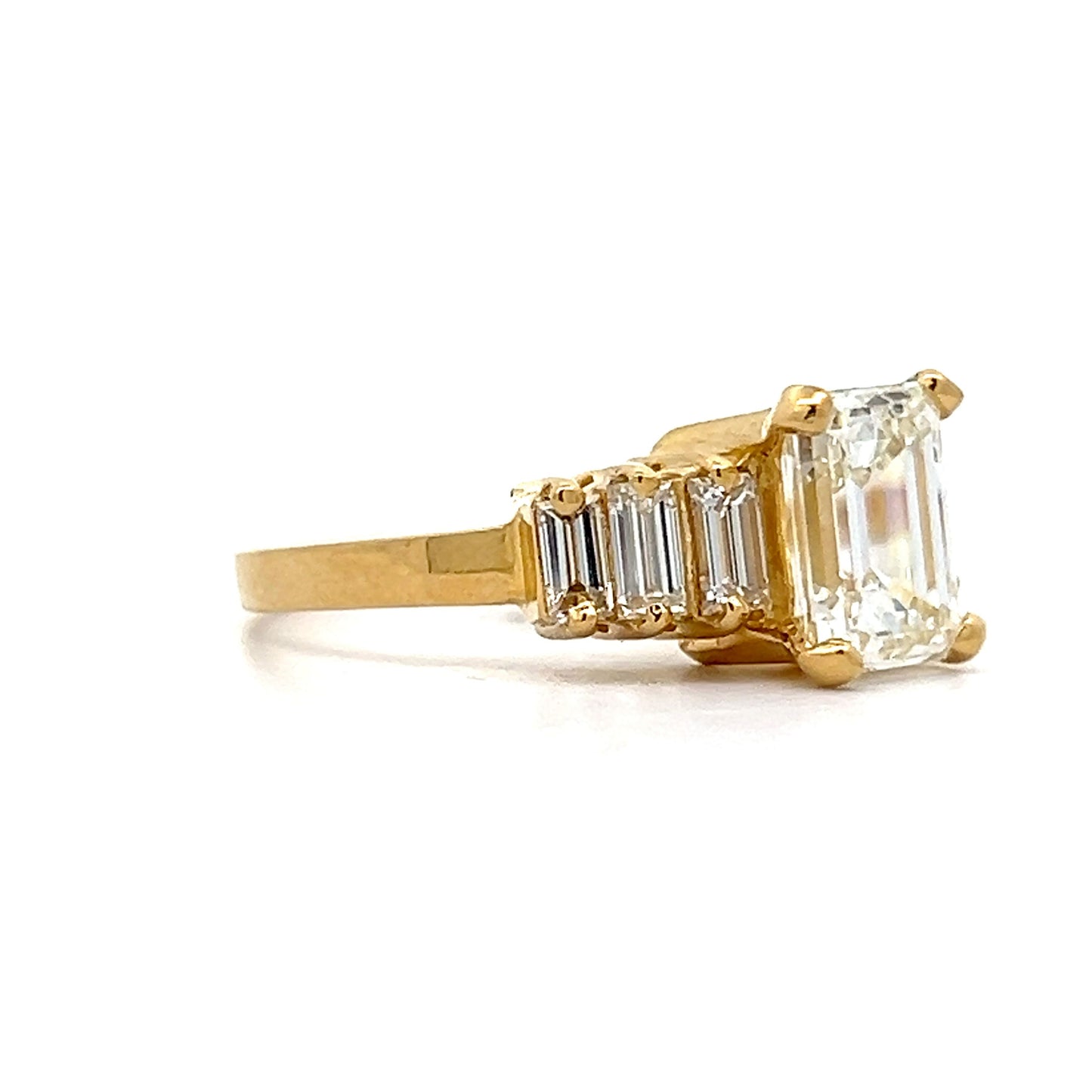 2.01 Emerald Cut Diamond Engagement Ring in 18k