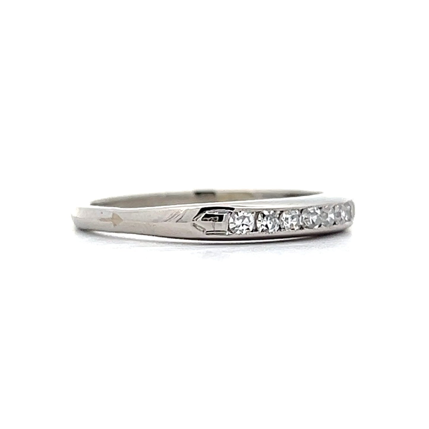 .14 Vintage Single Cut Diamond Wedding Band in Platinum