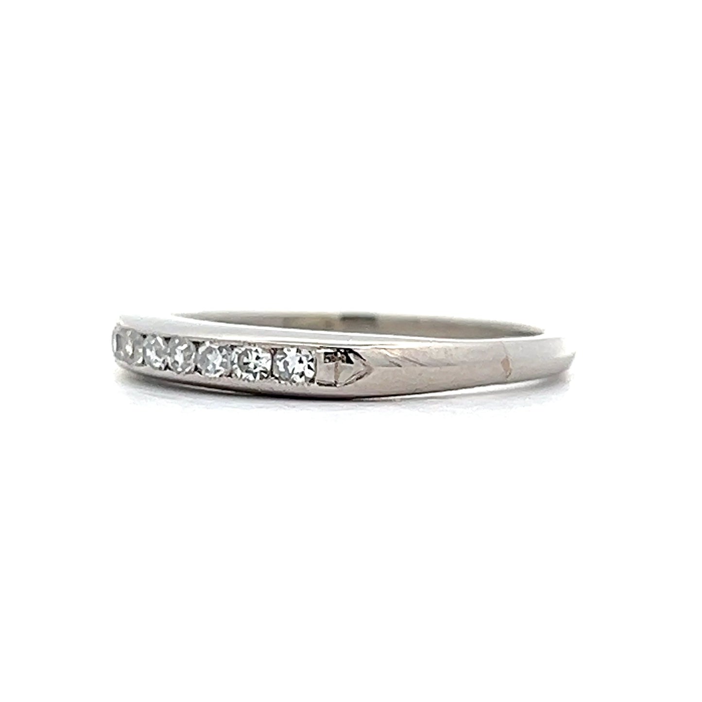 .14 Vintage Single Cut Diamond Wedding Band in Platinum