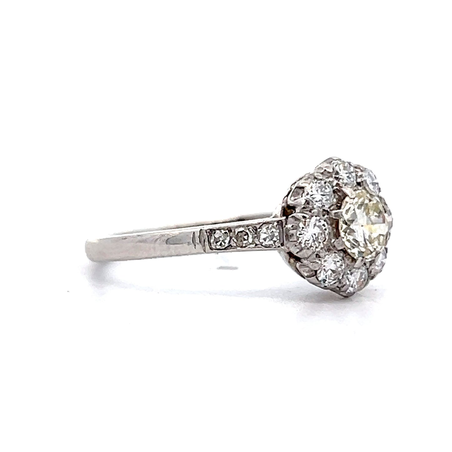 .36 Antique Deco Cluster Engagement Ring in Platinum/18k