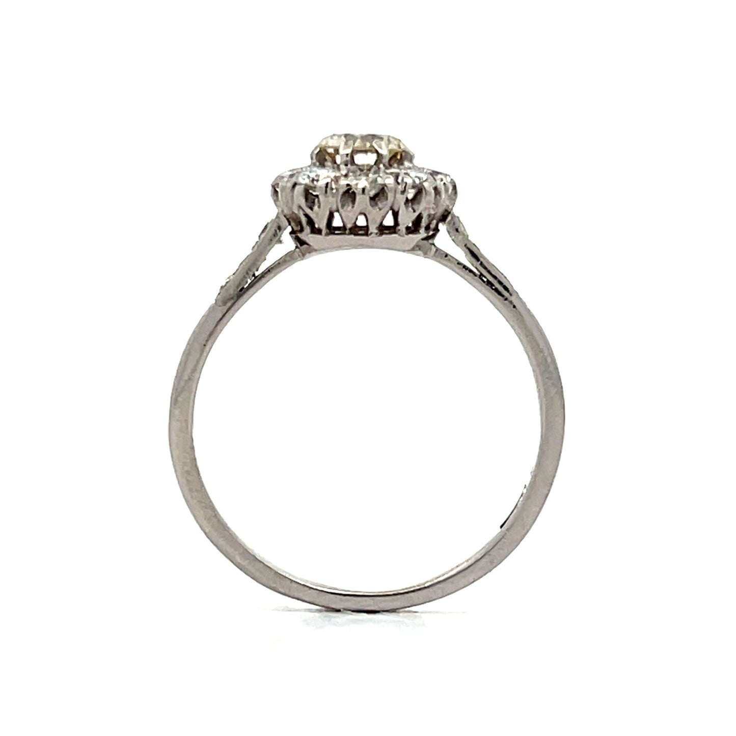 .36 Antique Deco Cluster Engagement Ring in Platinum/18k