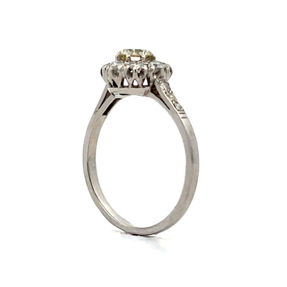 .36 Antique Deco Cluster Engagement Ring in Platinum/18k