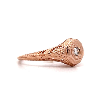 .08 Art Deco Style Engagement Ring in 14k Rose Gold