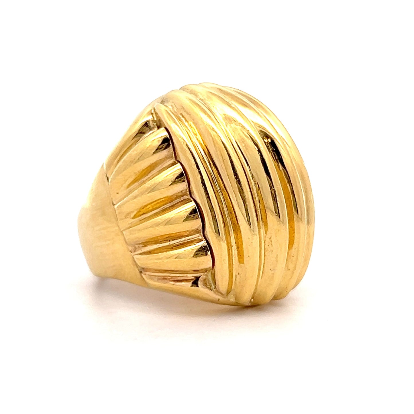 Ridged Dome Cocktail Ring in 18k Yellow Gold