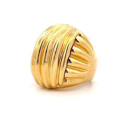 Ridged Dome Cocktail Ring in 18k Yellow Gold