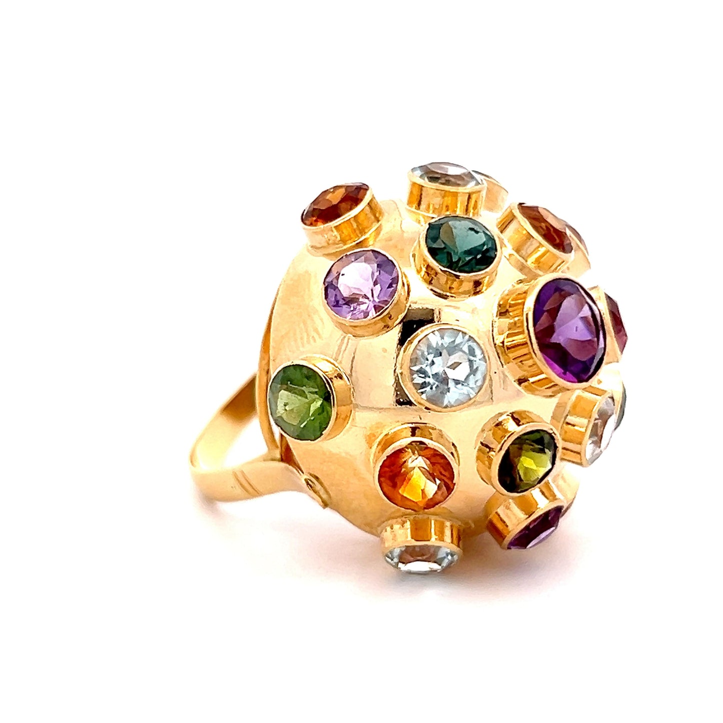 Vintage Mid-Century Sputnik Gemstone Ring in 18k