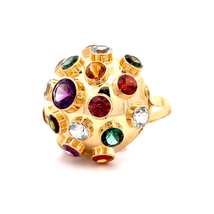 Vintage Mid-Century Sputnik Gemstone Ring in 18k