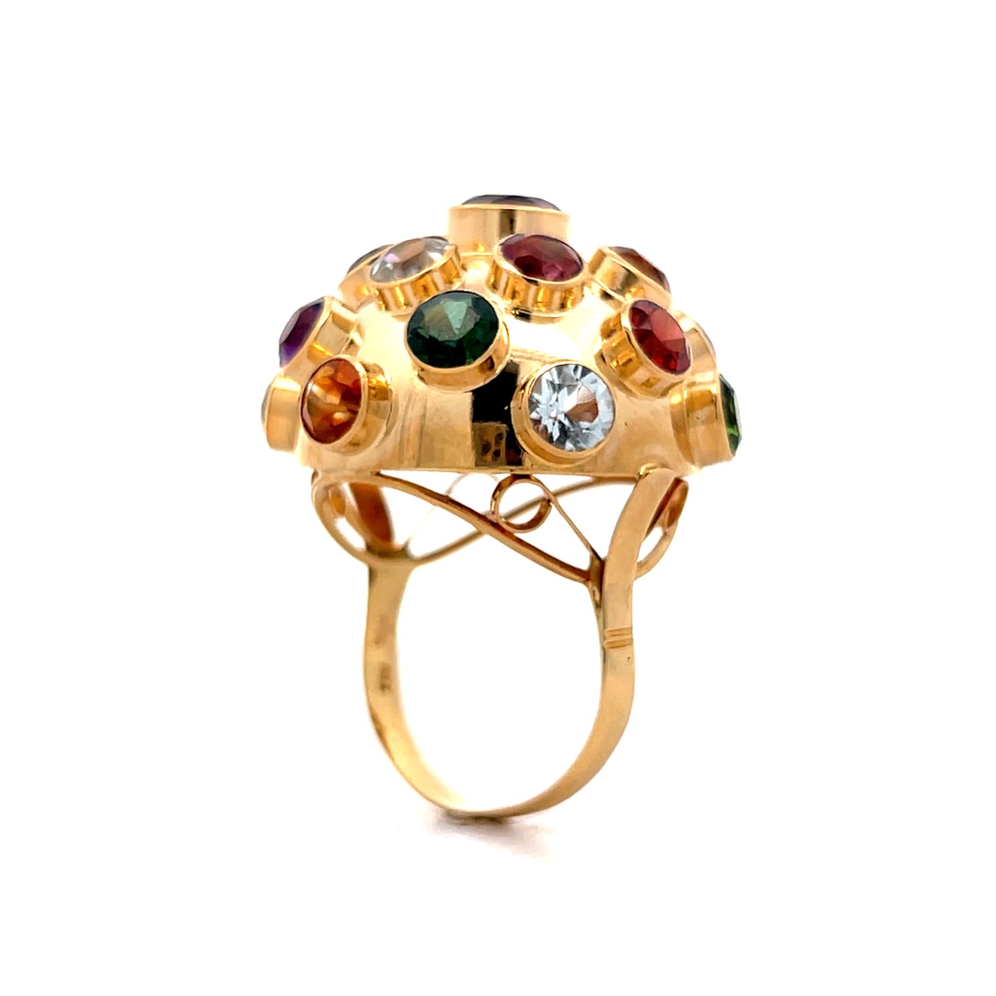 Vintage Mid-Century Sputnik Gemstone Ring in 18k