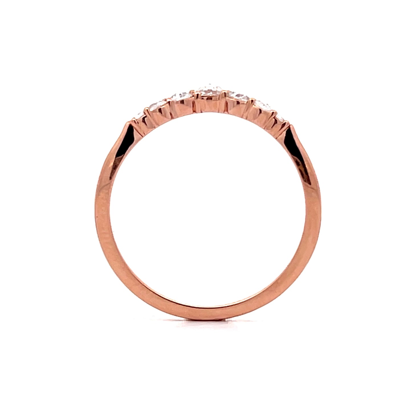 .15 Rose Cut Diamond Contour Wedding Band in 14k Rose Gold