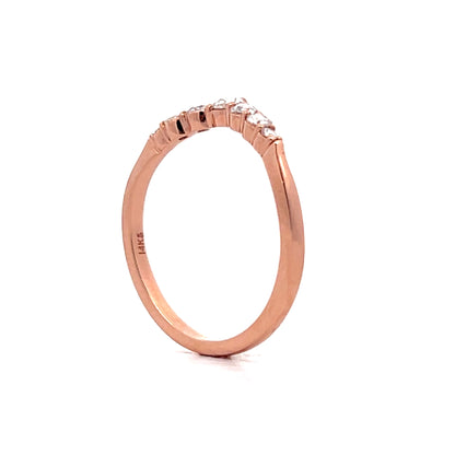 .15 Rose Cut Diamond Contour Wedding Band in 14k Rose Gold