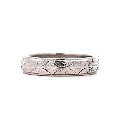 4.25mm Vintage Art Deco Wedding Band in Platinum