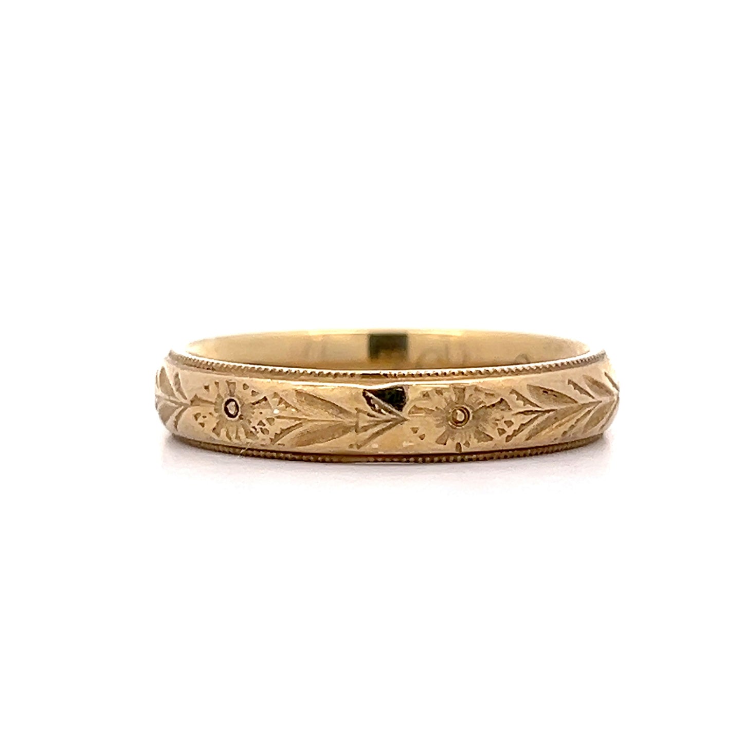 4mm Mens Edwardian Wedding Band in 14k Yellow Gold