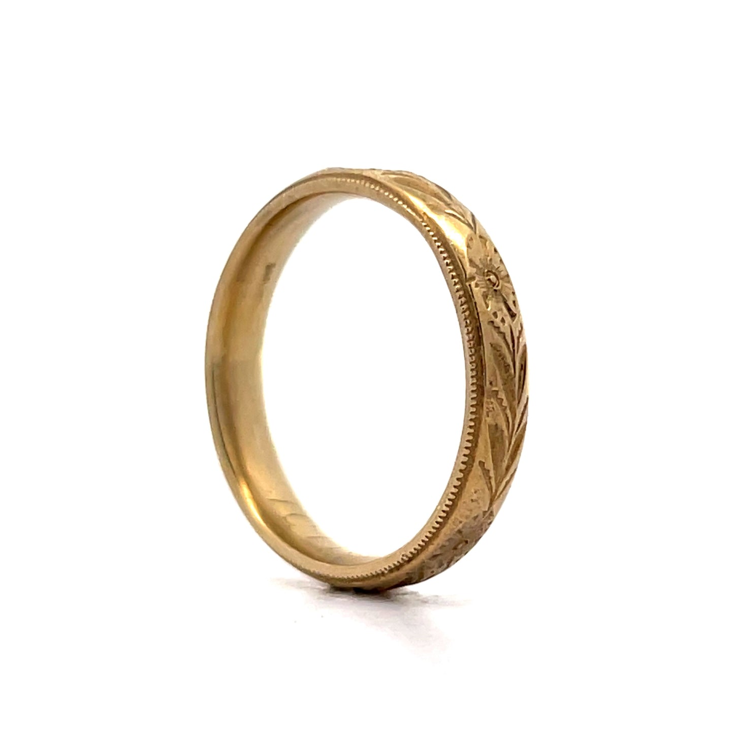 4mm Mens Edwardian Wedding Band in 14k Yellow Gold