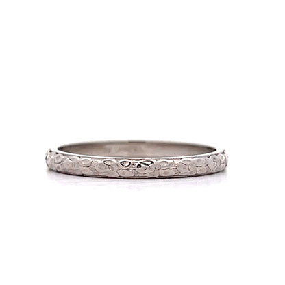 2mm Antique Deco Blossom Engraved Wedding Band in 14k