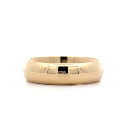 6mm Mens Half Round Wedding Band in 14k Yellow Gold