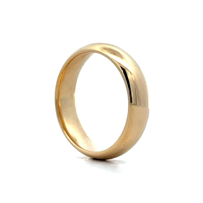 6mm Mens Half Round Wedding Band in 14k Yellow Gold