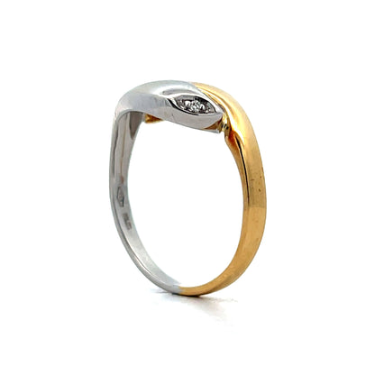 .06 Mens Two-Tone Double Headed Snake Ring in 18k