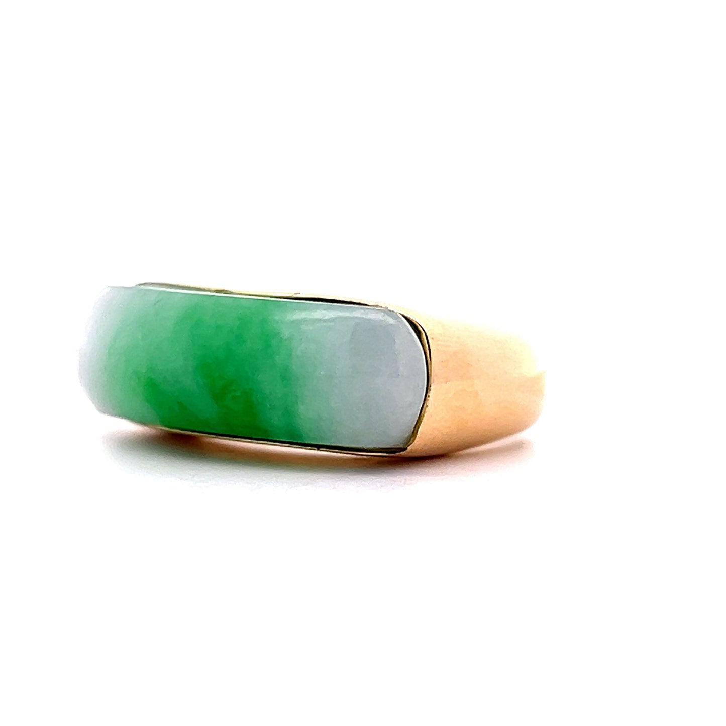 Mens Vintage Jadeite Cocktail Ring in 18k Yellow Gold