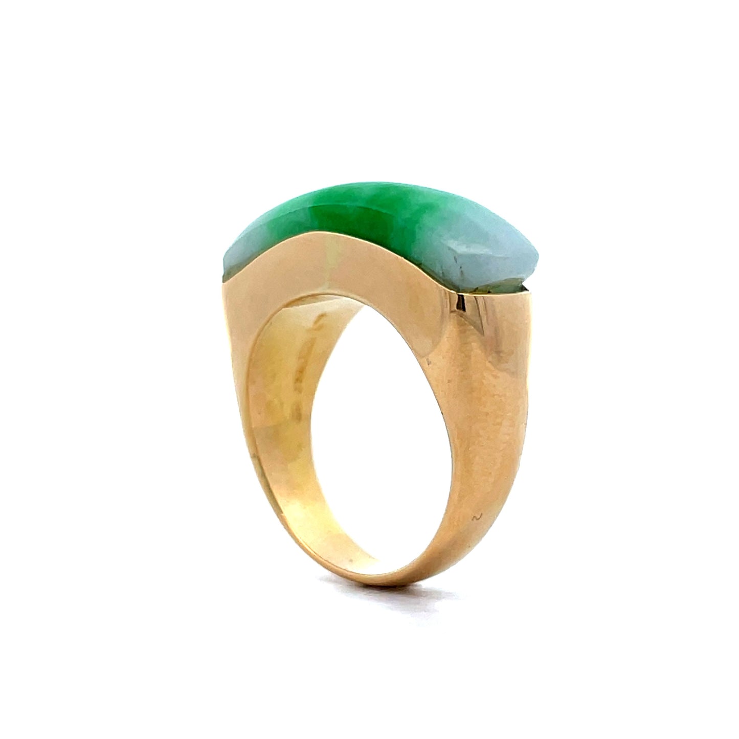 Mens Vintage Jadeite Cocktail Ring in 18k Yellow Gold