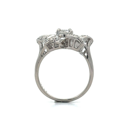 .93 Vintage Petri Diamond Floral Cocktail Ring in Platinum