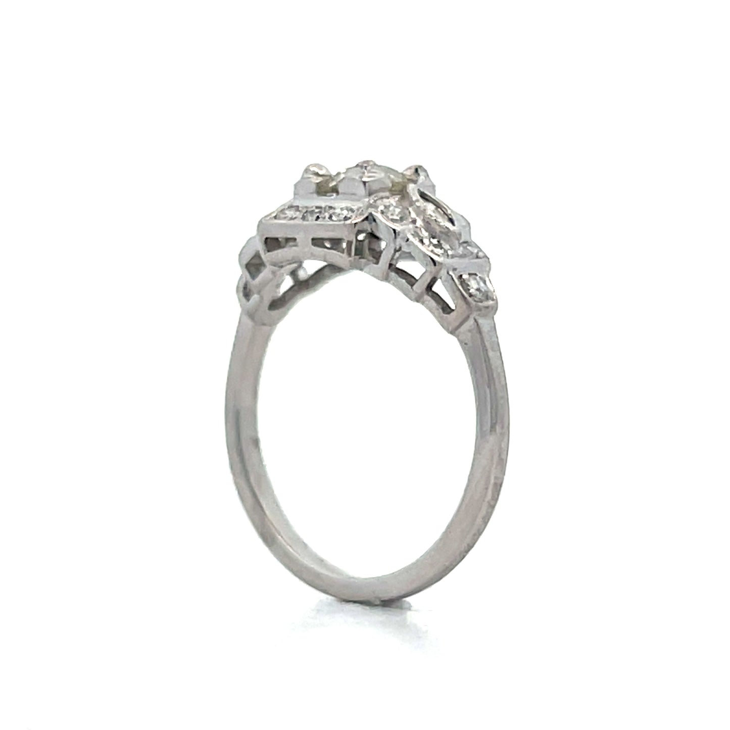 .55 Antique Art Deco Step Engagement Ring in Platinum