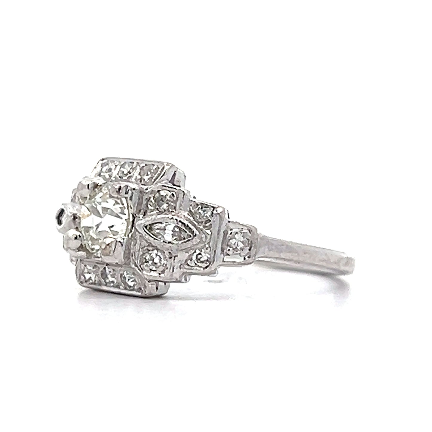 .55 Antique Art Deco Step Engagement Ring in Platinum