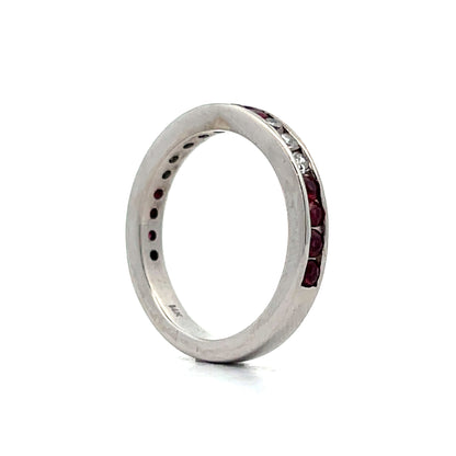 Ruby & Diamond Half Eternity Band in 14k White Gold