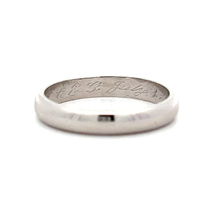 Vintage Retro Half Round Wedding Band in Platinum