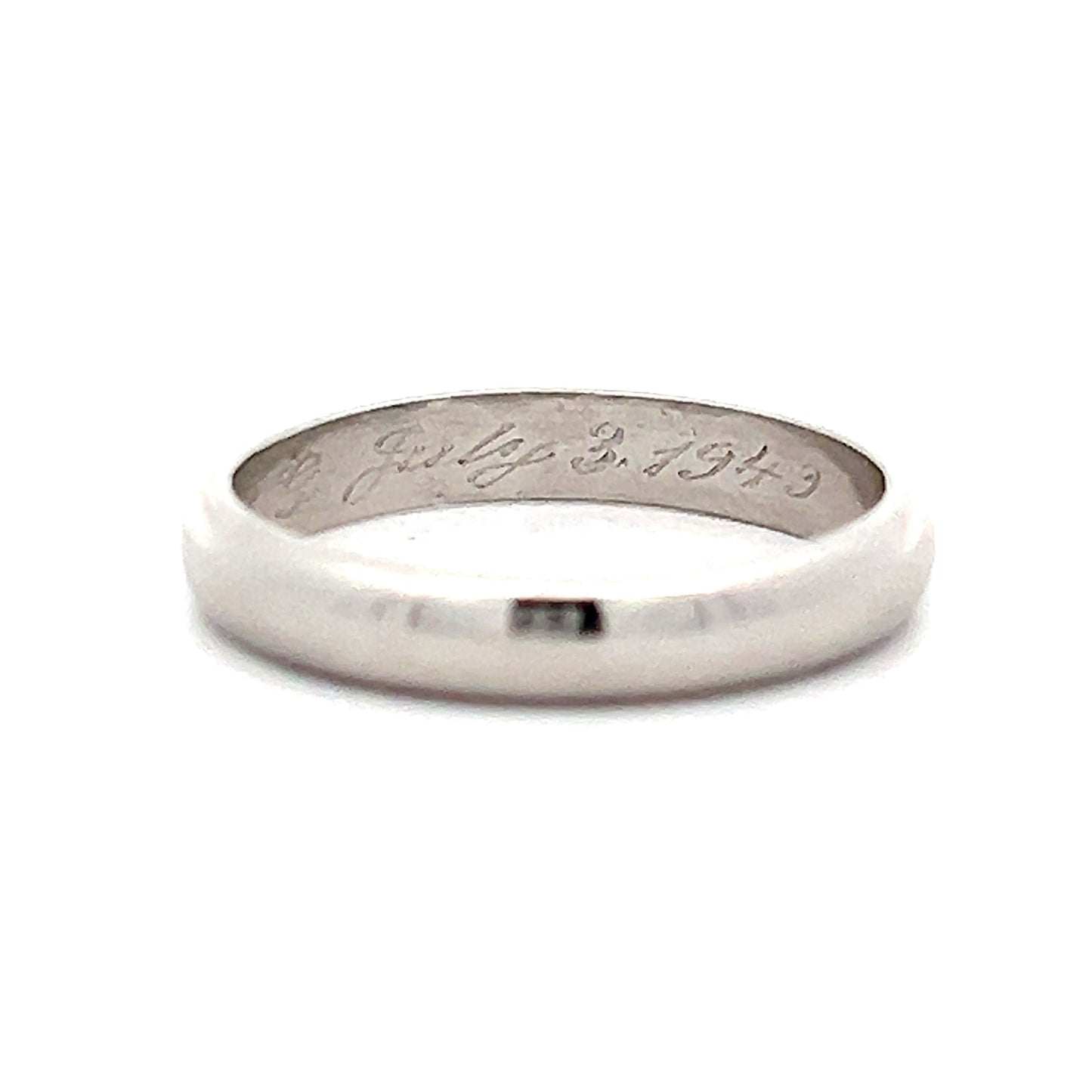 Vintage Retro Half Round Wedding Band in Platinum