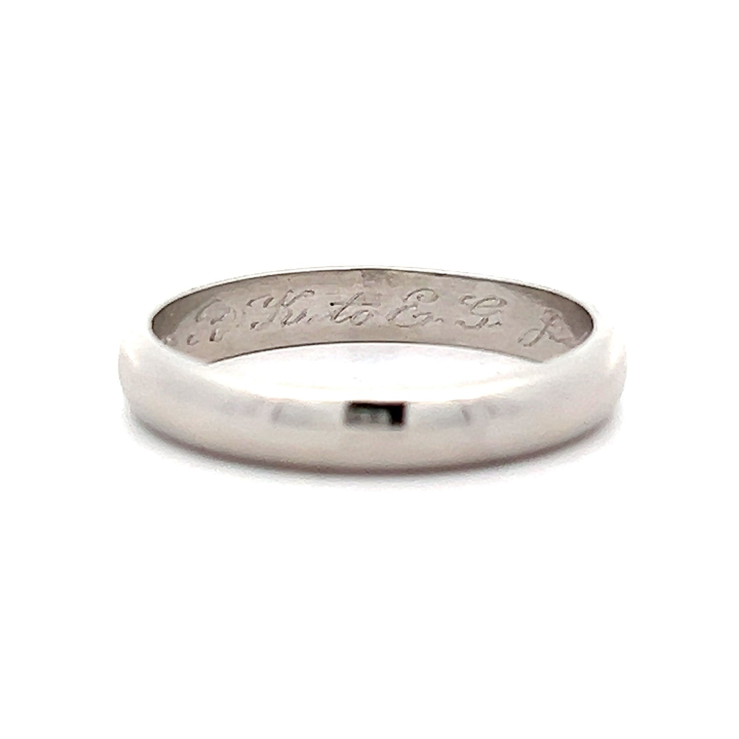 Vintage Retro Half Round Wedding Band in Platinum