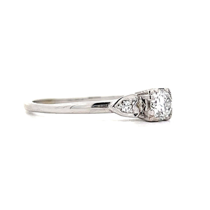 .32 Vintage Retro Engagement Ring in 18k White Gold