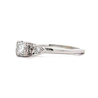 .32 Vintage Retro Engagement Ring in 18k White Gold