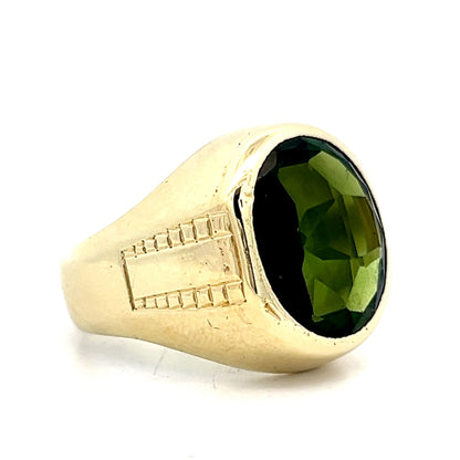 4.30 Oval Green Tourmaline Cocktail Ring in 14k