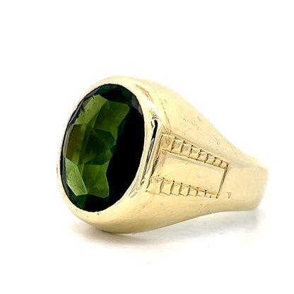 4.30 Oval Green Tourmaline Cocktail Ring in 14k