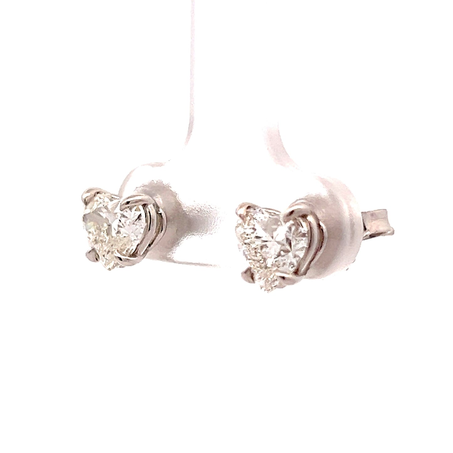 2 Carat Heart Shaped Diamond Earring Studs in 18k