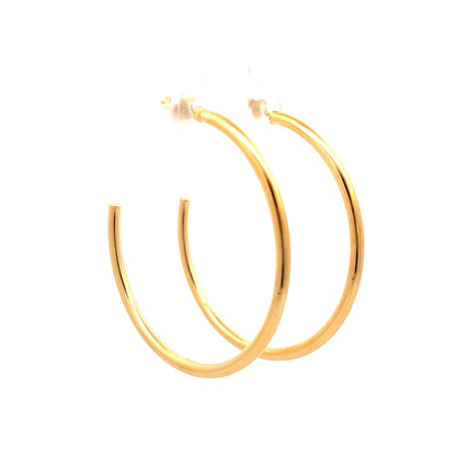 Lightweight J Shape Hoop Earrings in 14k Yellow Gold