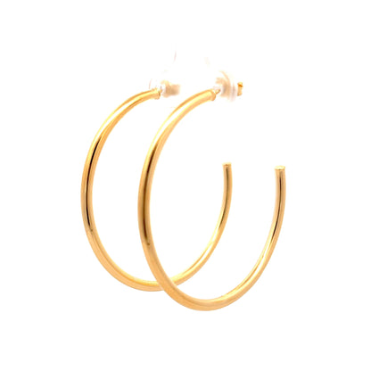 Lightweight J Shape Hoop Earrings in 14k Yellow Gold