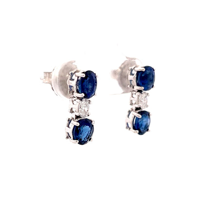 2.64 Oval Sapphire & Diamond Earrings in 14k