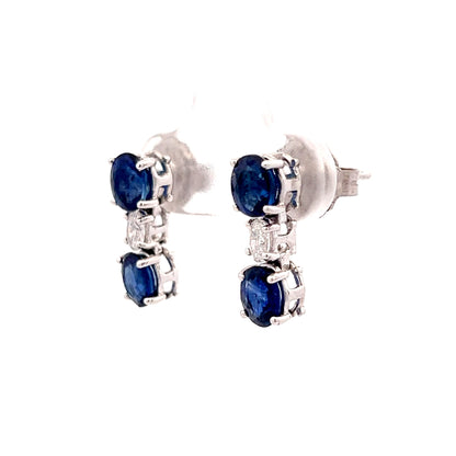 2.64 Oval Sapphire & Diamond Earrings in 14k