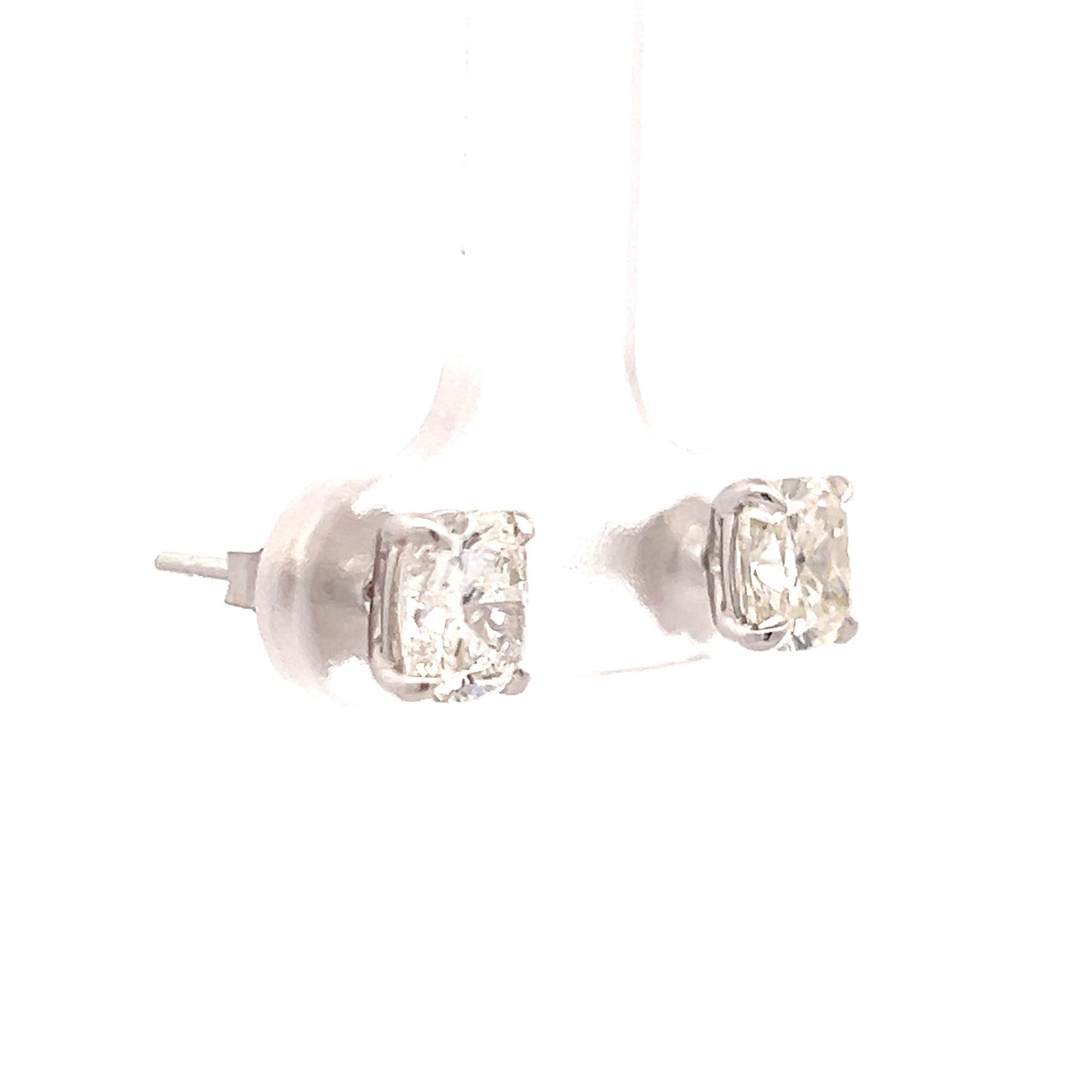 2.02 Cushion Cut Diamond Earrings Studs in 18k