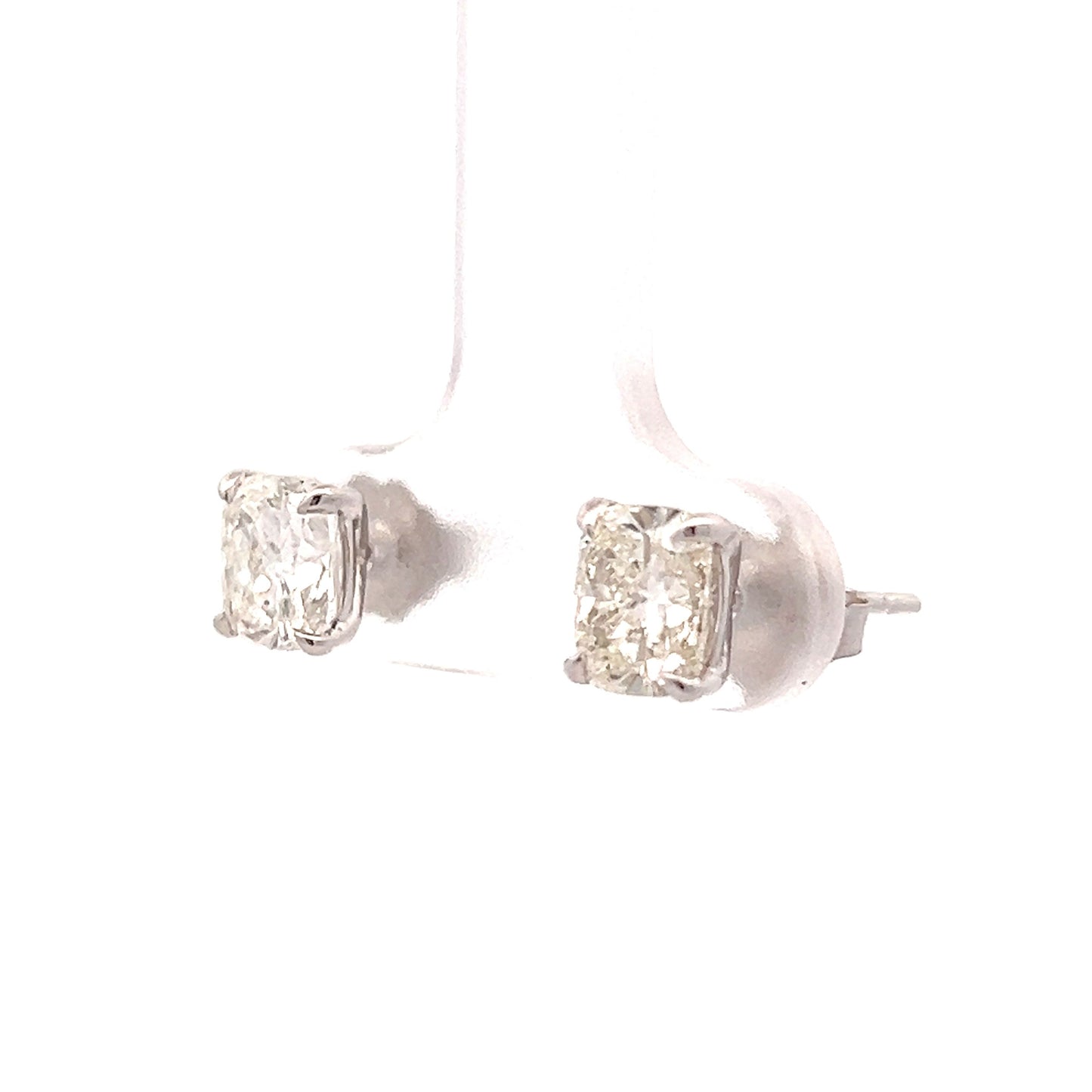 2.02 Cushion Cut Diamond Earrings Studs in 18k