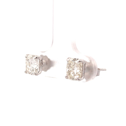 2.02 Cushion Cut Diamond Earrings Studs in 18k