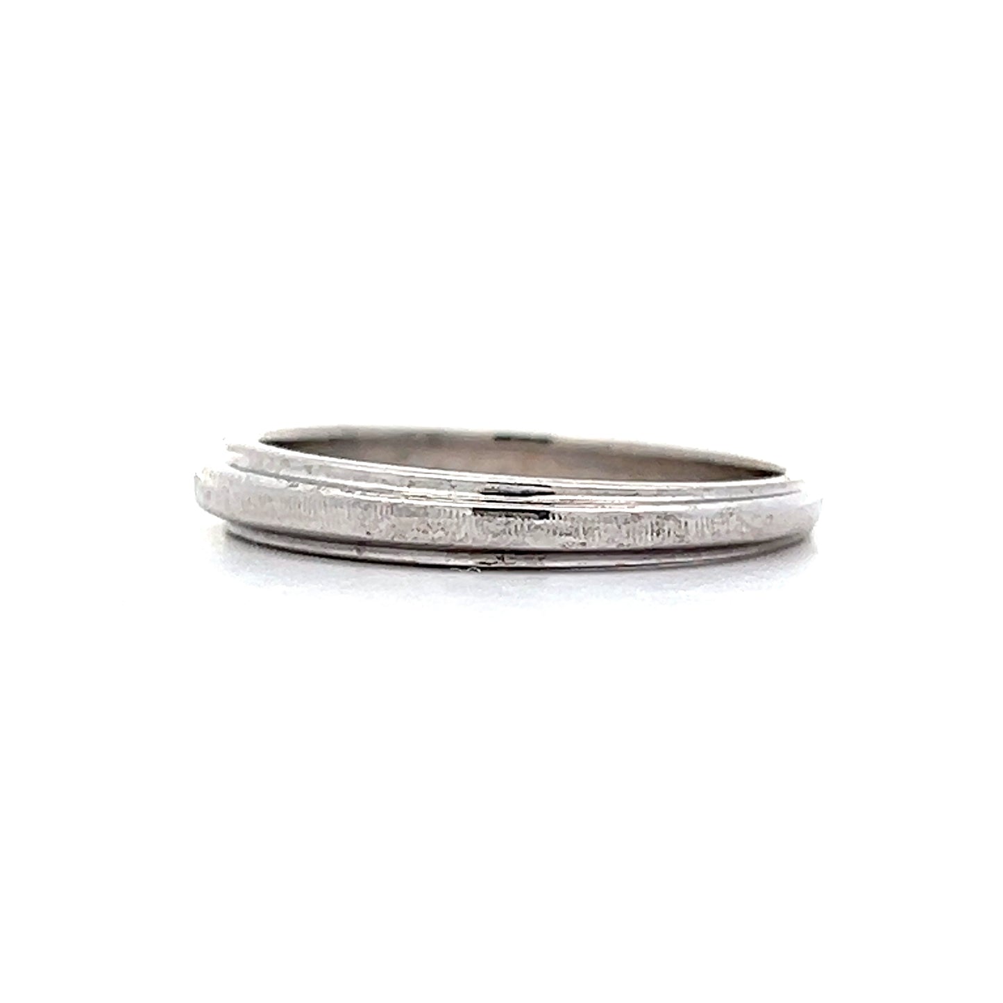 Vintage Textured Wedding Band in 14k White Gold