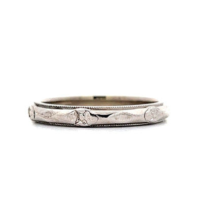 2mm Antique Art Deco Textured Wedding Band in 14k