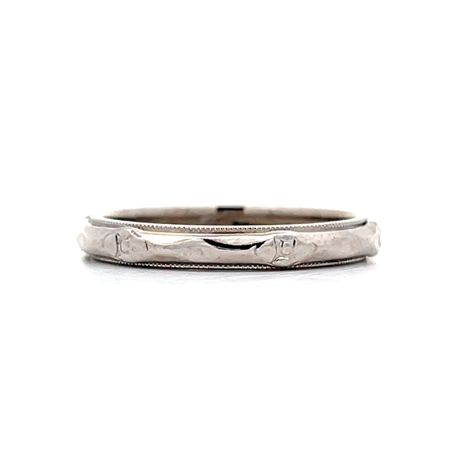 2mm Antique Art Deco Textured Wedding Band in 14k